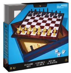 JEU BOÎTE DE BOIS - COFFRET DE 10 JEUX CLASSIQUE FAMILLE